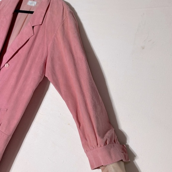 Vintage Surrey Bubblegum Pink Double Breasted Long Sleeve Faux Suede Midi Dress - Picture 7 of 16